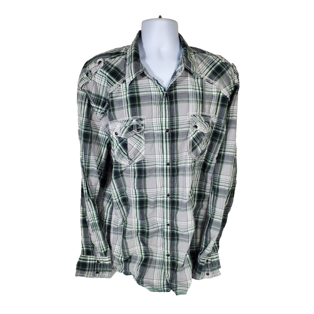 BKE Athletic Fit Men's XXL 2XL‎ Snap Button Long Sleeve Shirt